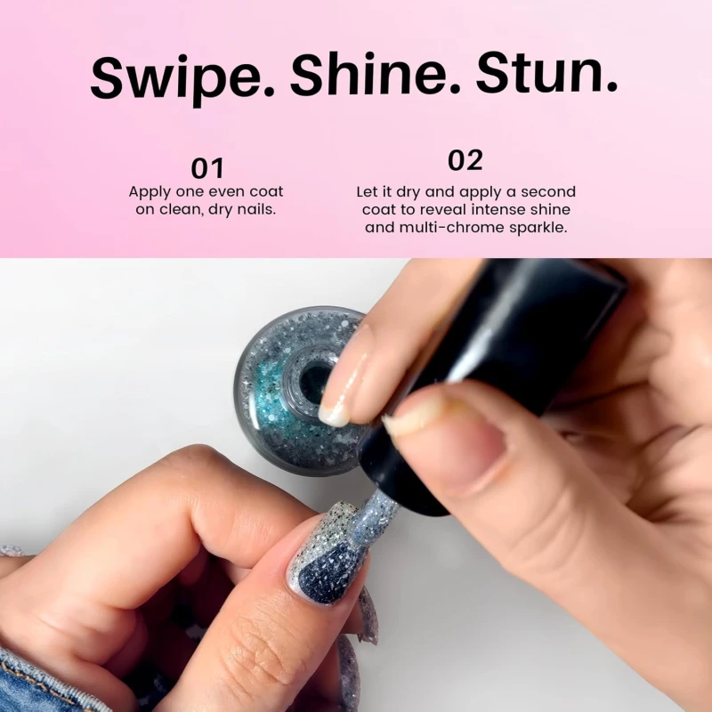 Colors Queen Galaxy Glitz Nail Lacquer | Glossy Nail Polish | Long Lasting | Chip Resisting Formula, Effortless Application | Vegan and Cruelty Free (118 - Flamingo Flirt, 17ml) thumbnail 5